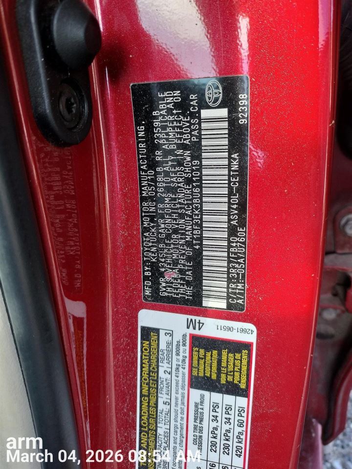 TAN REAR HEADREST OEM 2010 TOYOTA CAMRY 7196006010E2 - Image 2