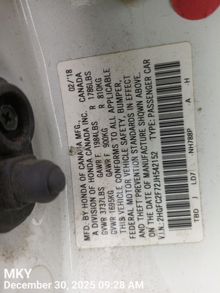 Driver Left Air Bag Driver Wheel Hatchback Fits 16-21 CIVIC 8844862 - Image 5