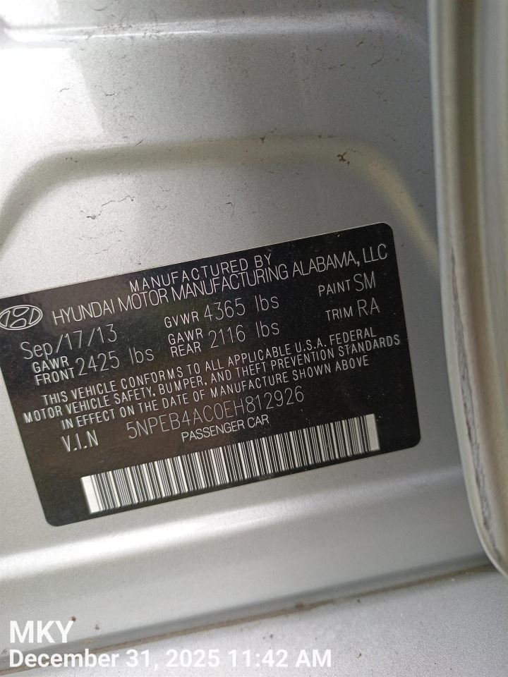 Passenger Front Door Electric VIN B 8th Digit Fits 11-14 SONATA 8863121 - Image 5