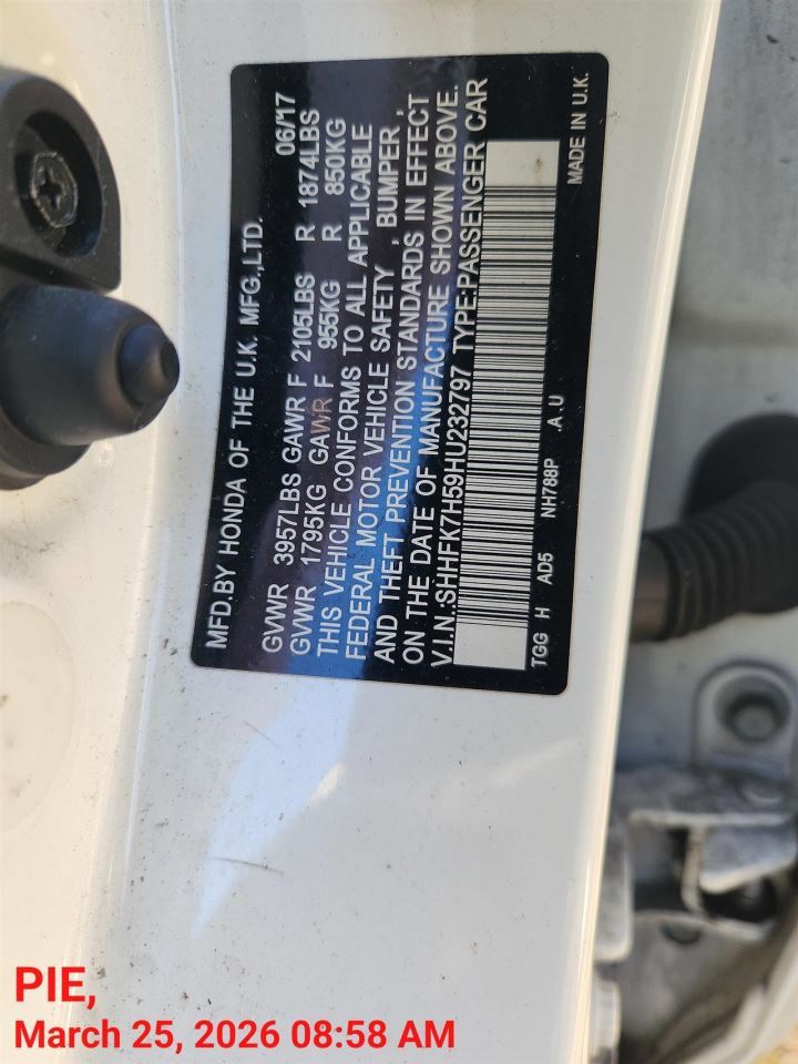 SPEEDOMETER INSTRUMENT CLUSTER OEM 17-18 HONDA CIVIC 1YR WRNTY - Image 2