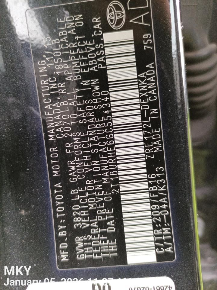 LEFT TAIL LAMP OEM 14-16 TOYOTA COROLLA 1YR WRNTY - Image 5