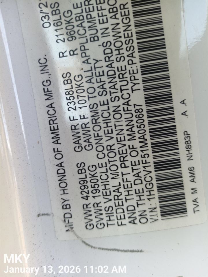 LEFT REAR LOWER CONTROL ARM OEM 18-22 HONDA ACCORD - Image 5