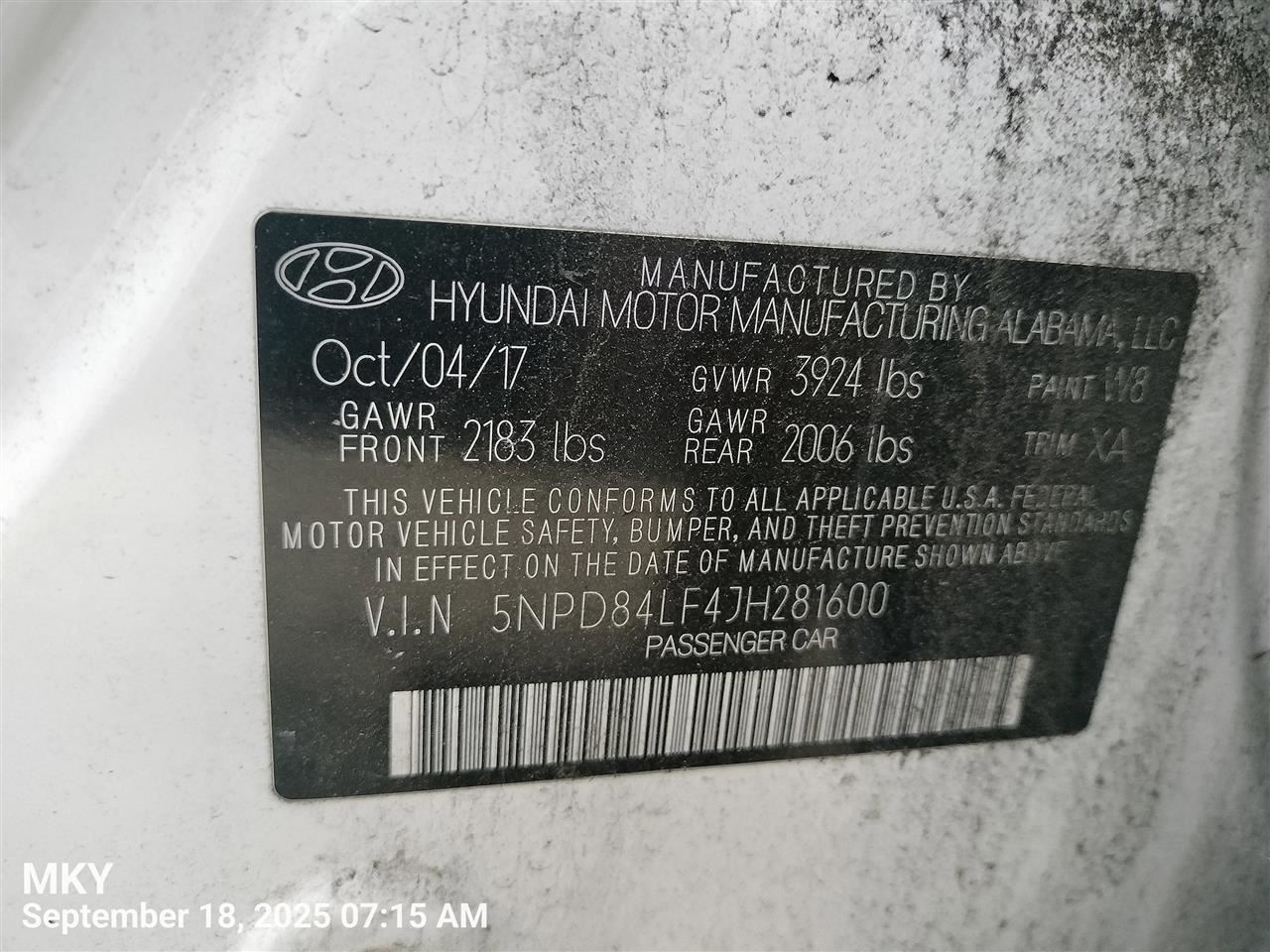 DASH WIRE HARNESS 91104F3251 2018 HYUNDAI ELANTRA - Image 2