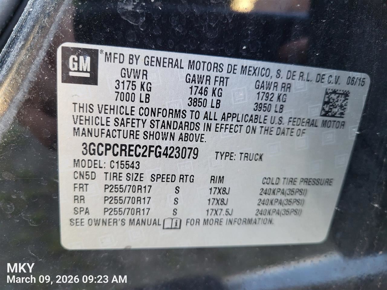 SILVRDO15 2017 Fuel Vapor Canister 10841252 - Image 5