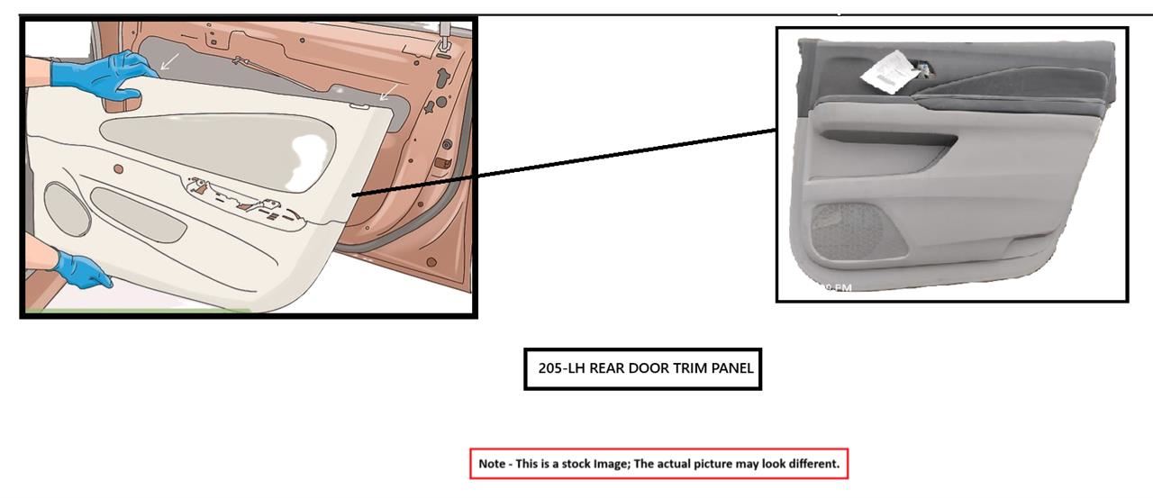 LEFT BLK REAR DOOR TRIM PANEL OEM 2014 DODGE RAM1500 - Image 1