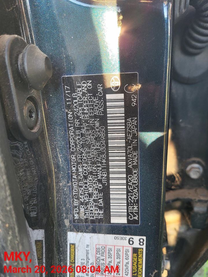 RIGHT REAR COIL/AIR SPRING OEM 18-24 TOYOTA CAMRY 1YR WRNTY - Image 1